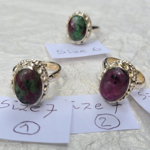 Ruby Zoisite ring sterling silver -Unique gemstone ring - Picture 10 of 16